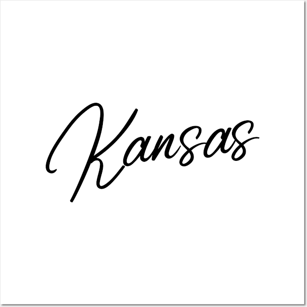 'Kansas' black flowing handwritten text Wall Art by keeplooping